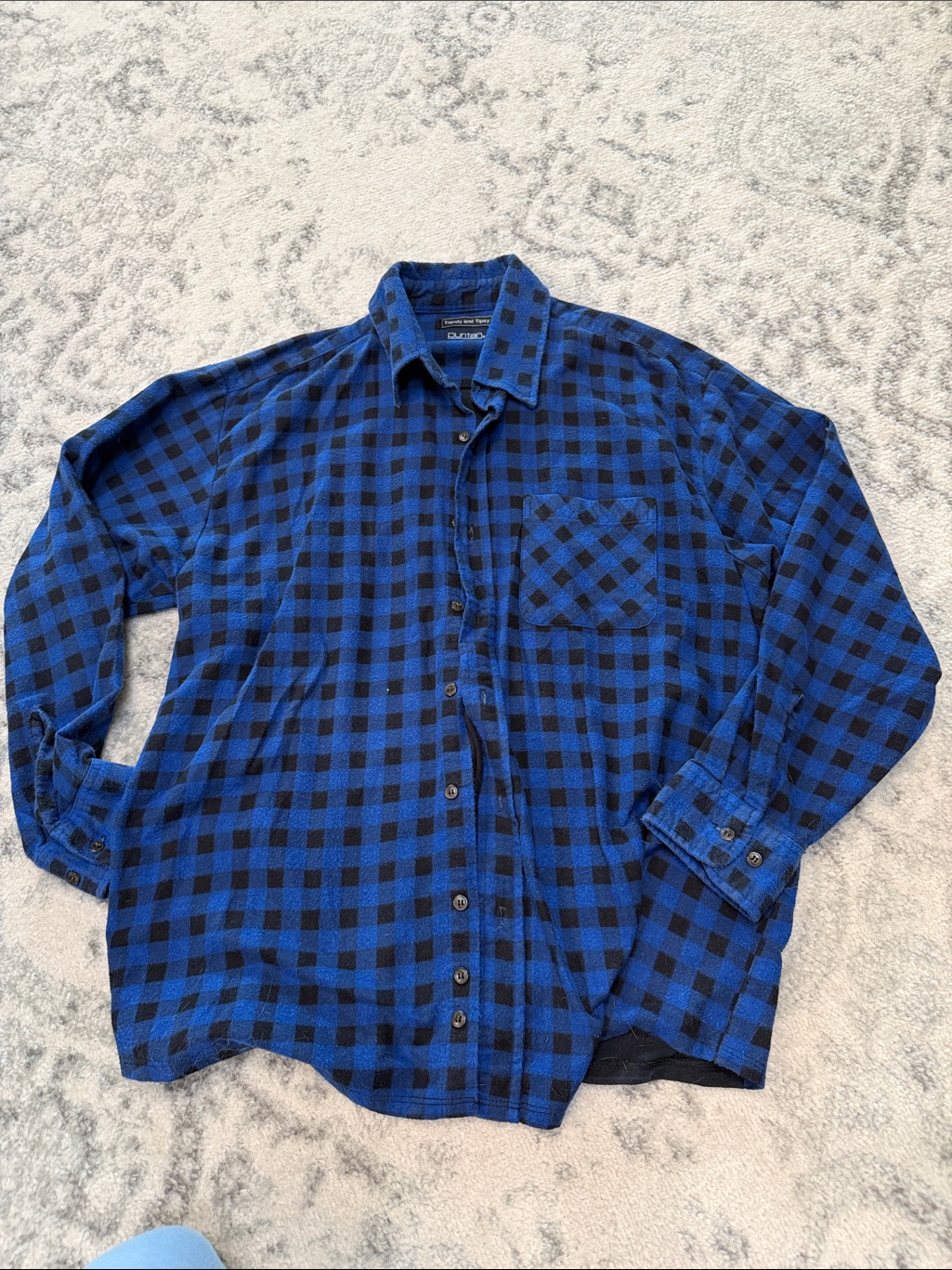 Trendy And Tipsy Ramones Plaid Button Up Repurposed Vintage O/S — image 3 of 4
